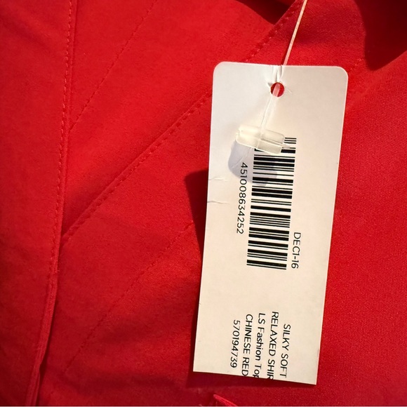 Chico's Red 3/4 Sleeve Button Down Shirt - Picture 3 of 5